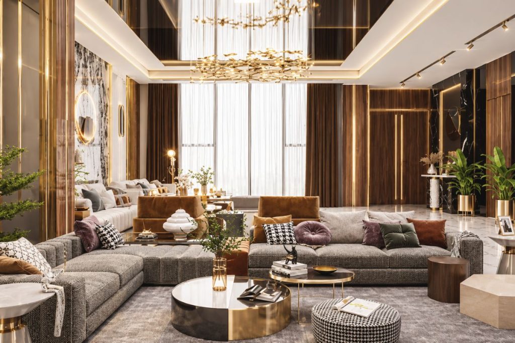 Inox màu champagne trang trí tại phòng khách