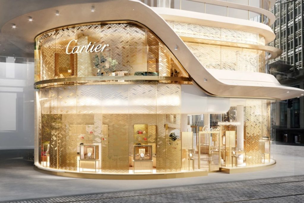 Inox trang trí mặt tiền store Cartier