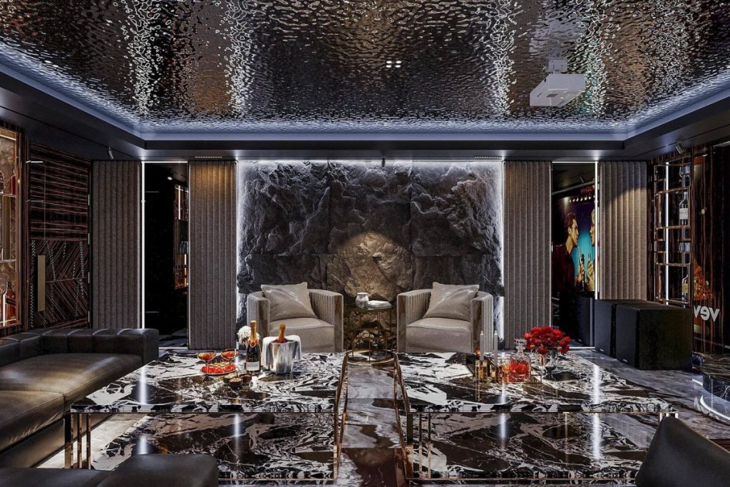xu hướng thiết kế nội thất trần nhà inox sóng nước